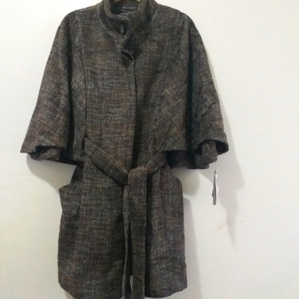 1Madison luxe outwear belted wool tweed coat size 10